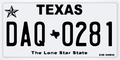 TX license plate DAQ0281