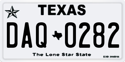 TX license plate DAQ0282