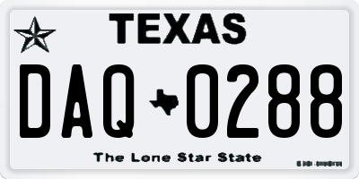 TX license plate DAQ0288