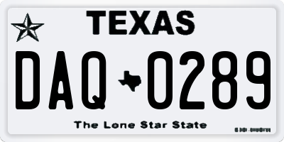 TX license plate DAQ0289
