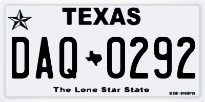 TX license plate DAQ0292