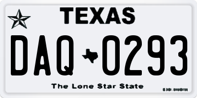 TX license plate DAQ0293