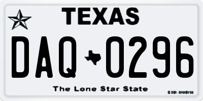 TX license plate DAQ0296