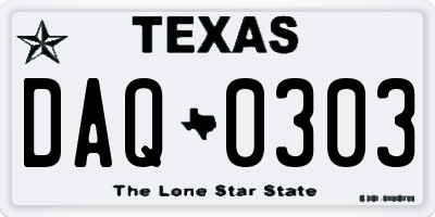 TX license plate DAQ0303