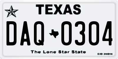 TX license plate DAQ0304