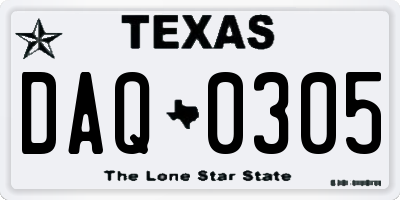 TX license plate DAQ0305