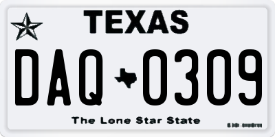 TX license plate DAQ0309