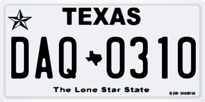 TX license plate DAQ0310