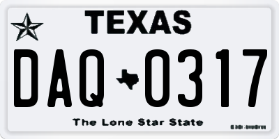 TX license plate DAQ0317