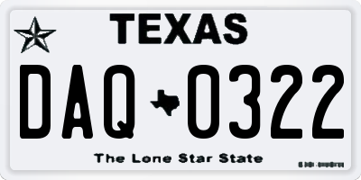 TX license plate DAQ0322