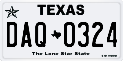 TX license plate DAQ0324
