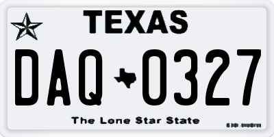TX license plate DAQ0327