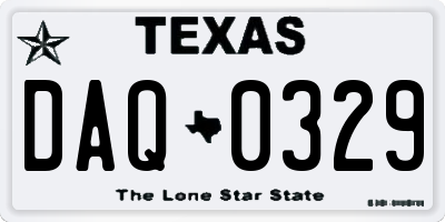 TX license plate DAQ0329
