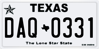 TX license plate DAQ0331