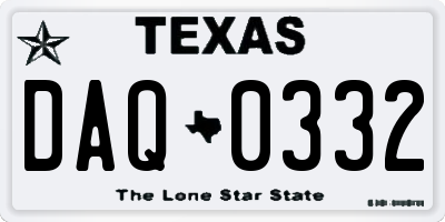 TX license plate DAQ0332
