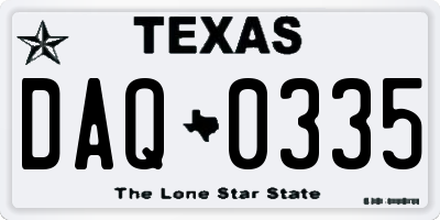 TX license plate DAQ0335