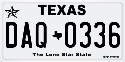 TX license plate DAQ0336