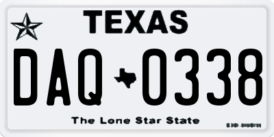 TX license plate DAQ0338