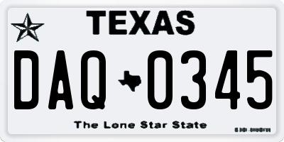 TX license plate DAQ0345