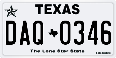 TX license plate DAQ0346