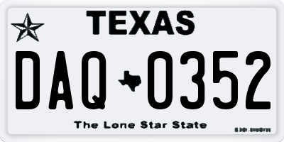 TX license plate DAQ0352
