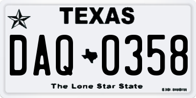TX license plate DAQ0358
