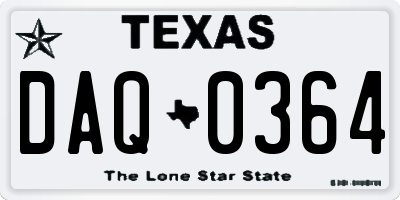 TX license plate DAQ0364