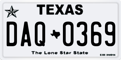 TX license plate DAQ0369