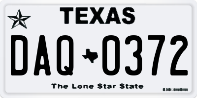 TX license plate DAQ0372