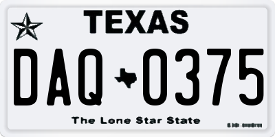 TX license plate DAQ0375
