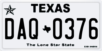 TX license plate DAQ0376