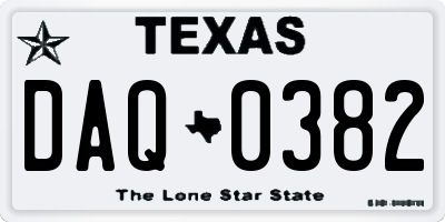 TX license plate DAQ0382