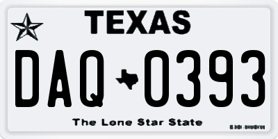 TX license plate DAQ0393