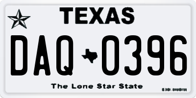 TX license plate DAQ0396