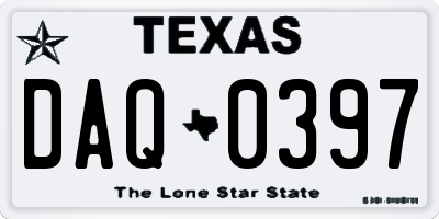 TX license plate DAQ0397