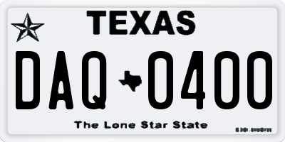 TX license plate DAQ0400