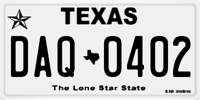 TX license plate DAQ0402