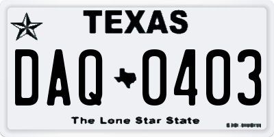 TX license plate DAQ0403