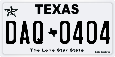 TX license plate DAQ0404