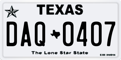 TX license plate DAQ0407