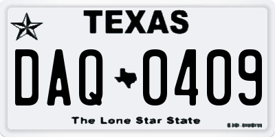 TX license plate DAQ0409