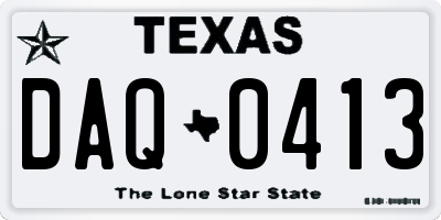 TX license plate DAQ0413