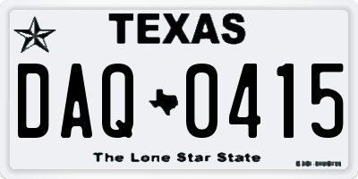 TX license plate DAQ0415