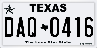 TX license plate DAQ0416