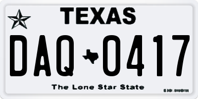 TX license plate DAQ0417