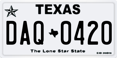 TX license plate DAQ0420