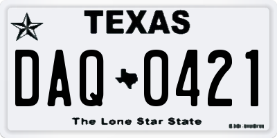 TX license plate DAQ0421