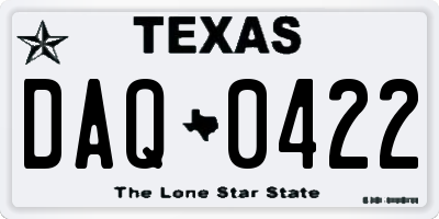 TX license plate DAQ0422