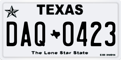 TX license plate DAQ0423