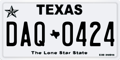 TX license plate DAQ0424
